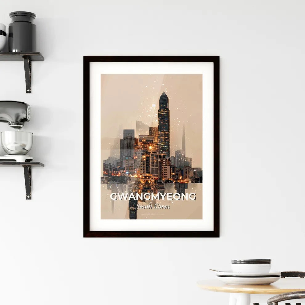 Gwangmyeong City Lightscape: Bright Beige Poster Dream Framed Print