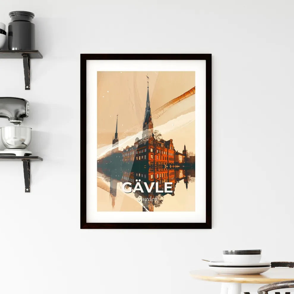 Gävle Skyline Double Exposure Cityscape Poster Art Framed Print