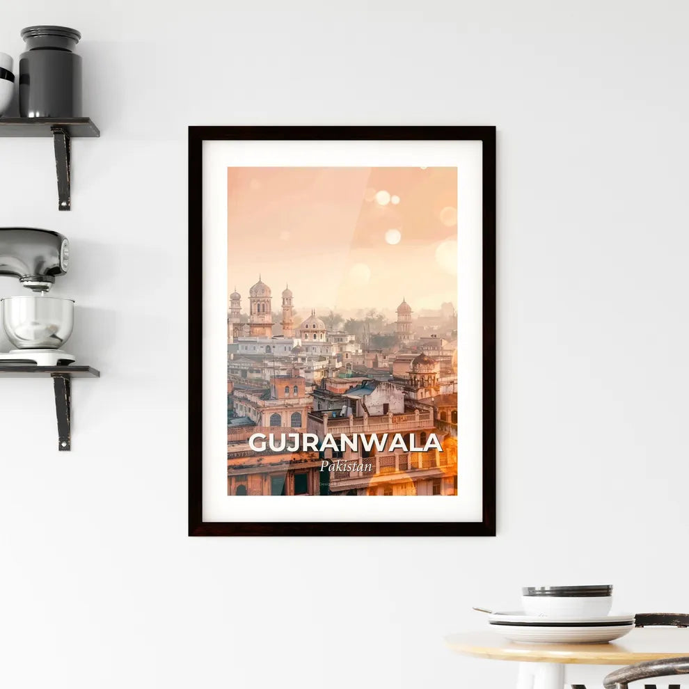 Gujranwala Skyline Double Exposure Poster Framed Print