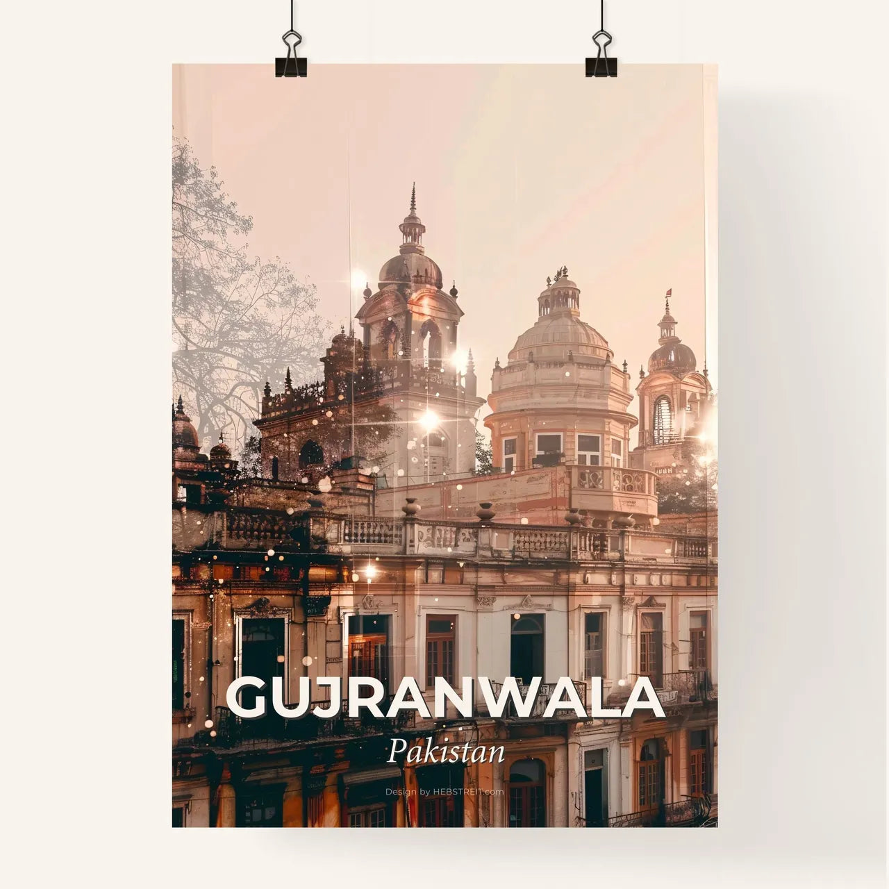 Gujranwala Skyline Double Exposure Composite Art Poster Poster