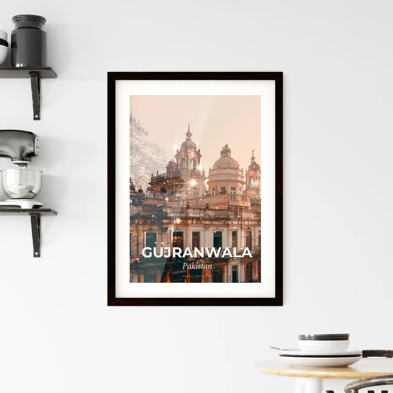 Gujranwala Skyline Double Exposure Composite Art Poster Framed Print