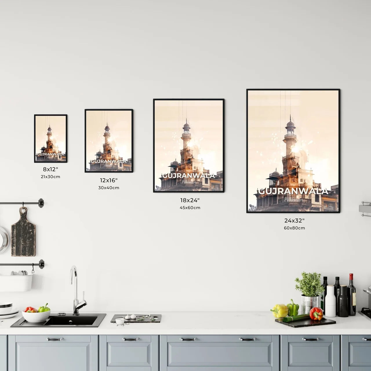 Gujranwala Pakistan Skyline Cityscape Beige Art Office Art