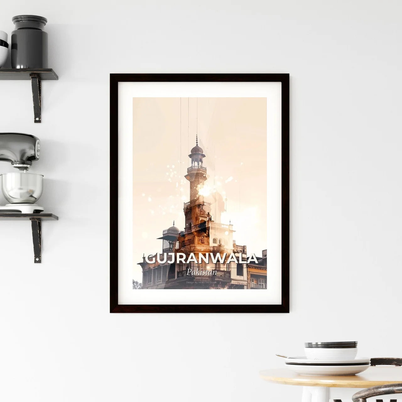 Gujranwala Pakistan Skyline Cityscape Beige Art Framed Print