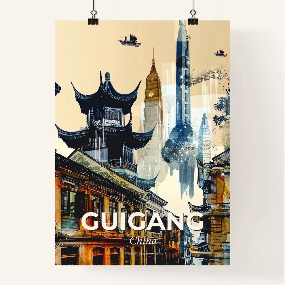 Guigang Skyline Mosaic Art Poster Poster