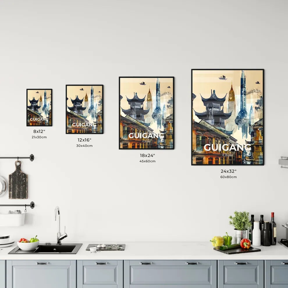 Guigang Skyline Mosaic Art Poster Office Art
