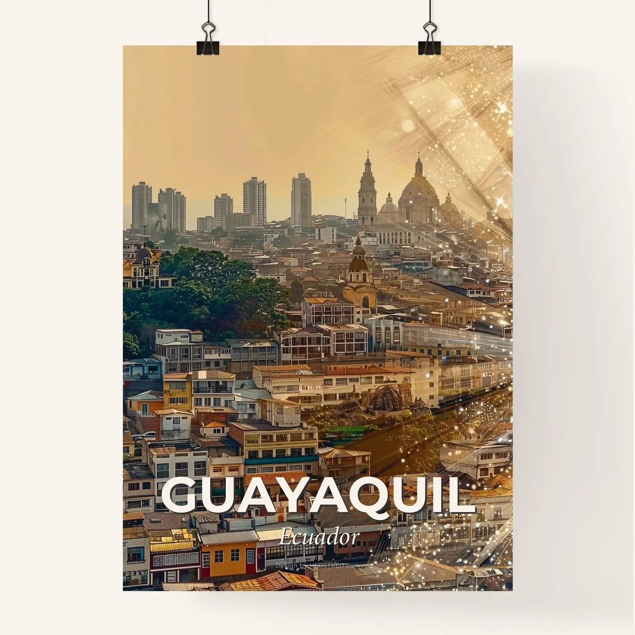 Guayaquil Skyline Double Exposure Poster Art Poster