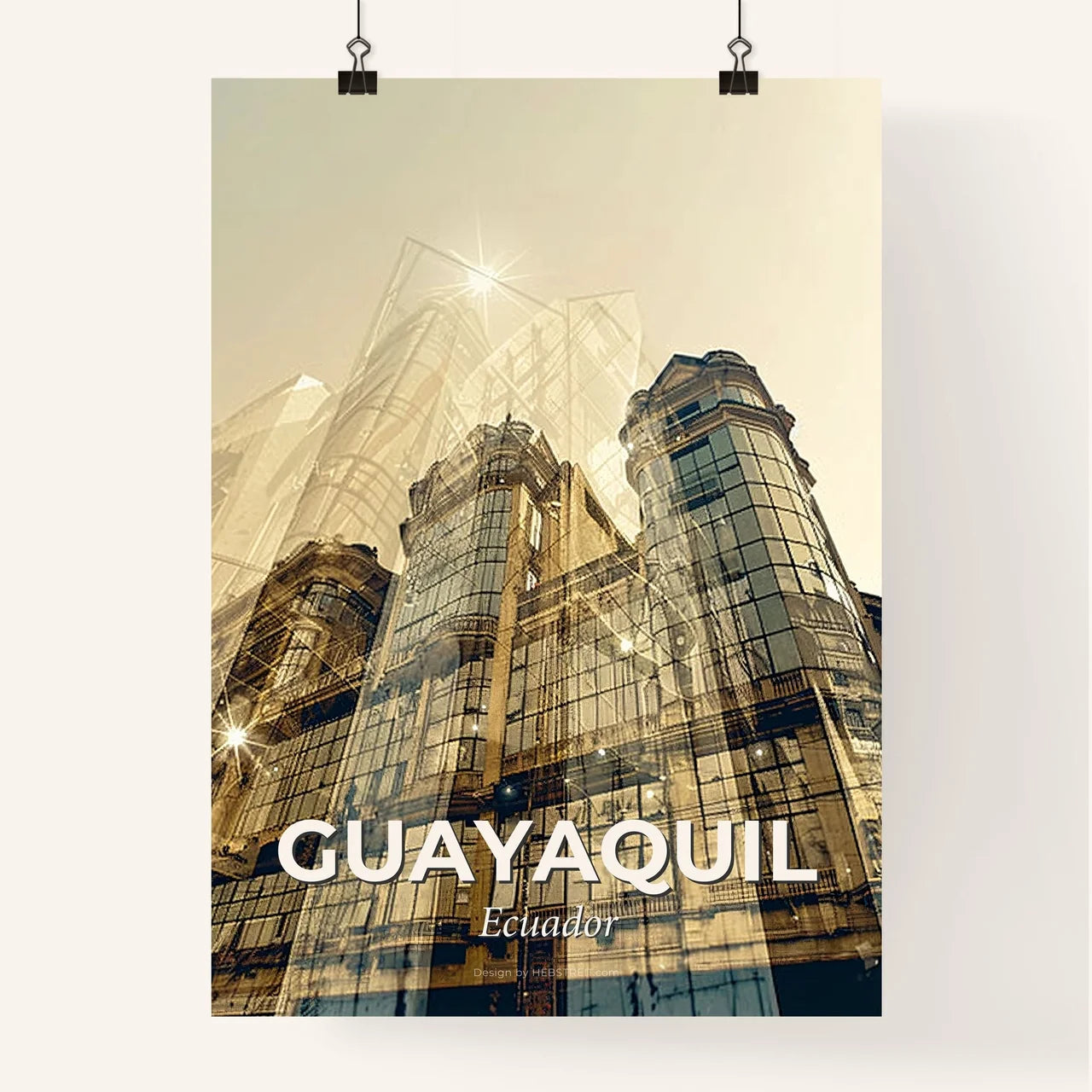 Guayaquil Skyline Double Exposure Art Poster Poster