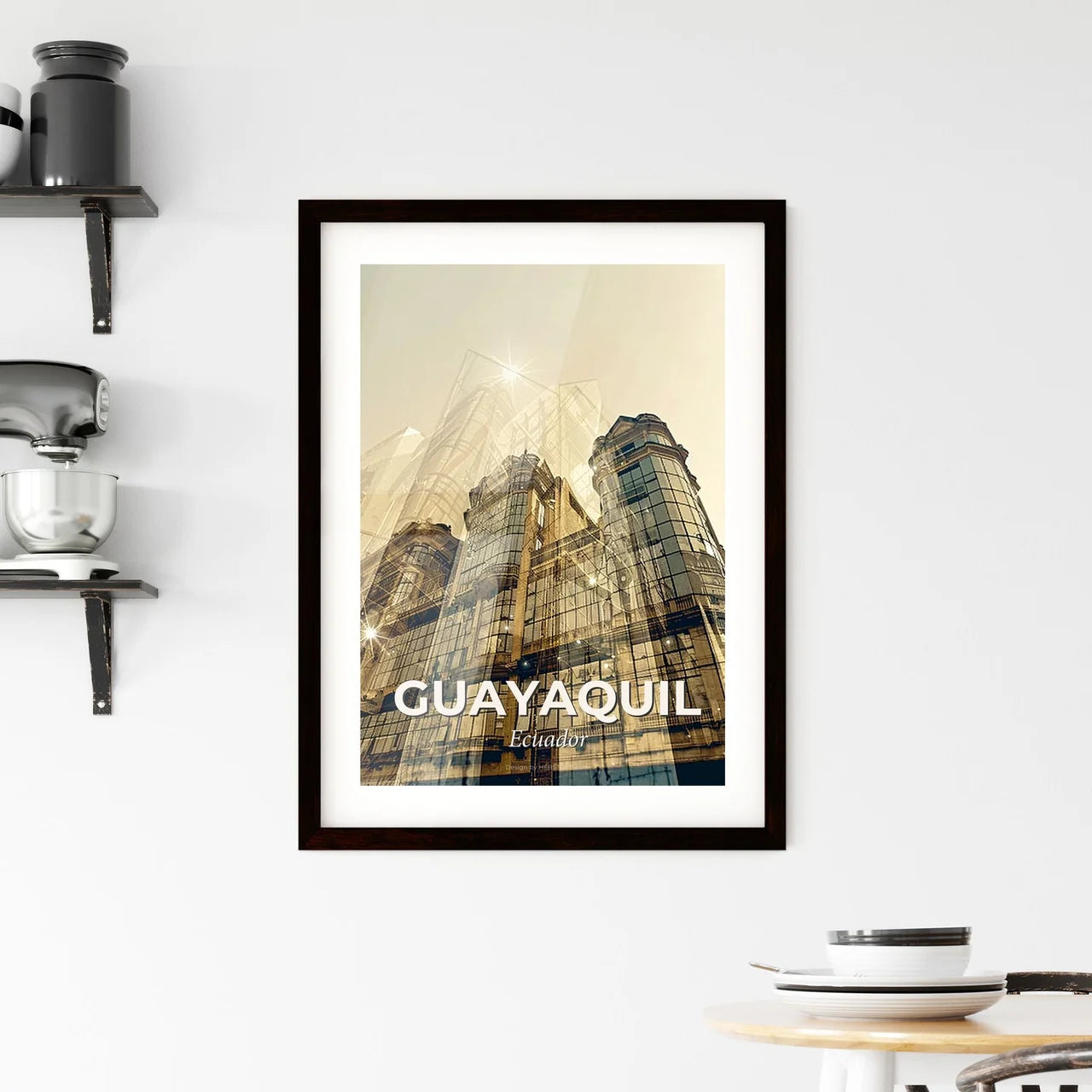 Guayaquil Skyline Double Exposure Art Poster Framed Print