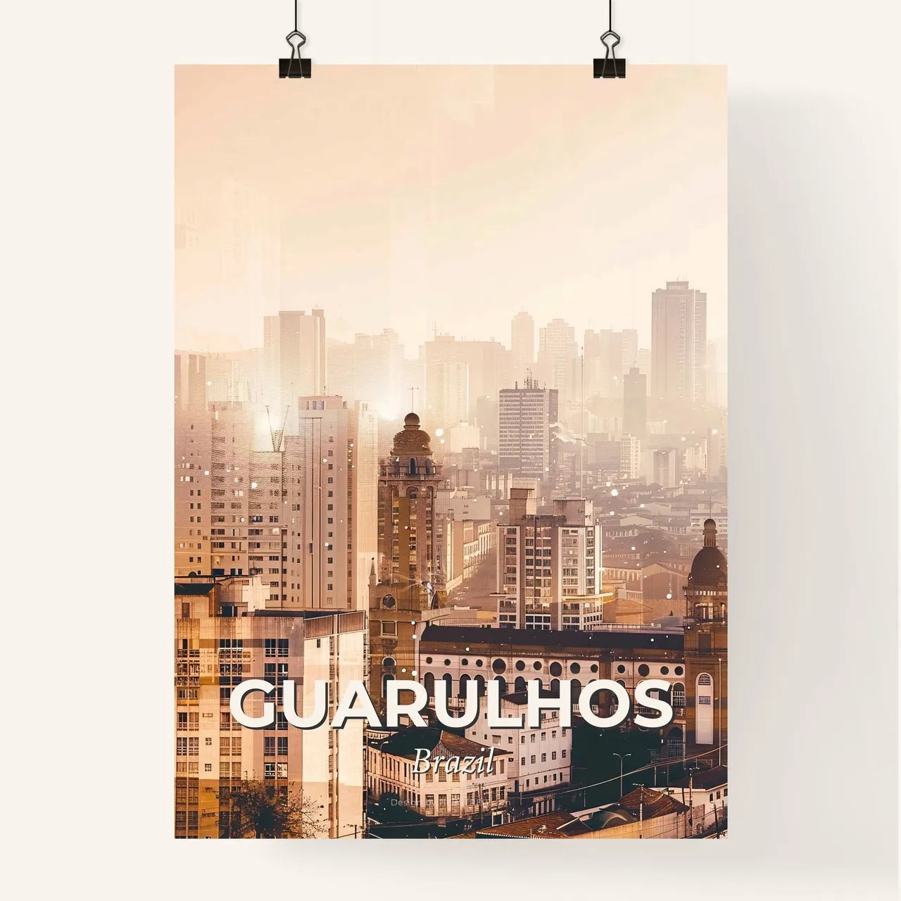 Guarulhos Skyline Art: Iconography from Brazil Poster