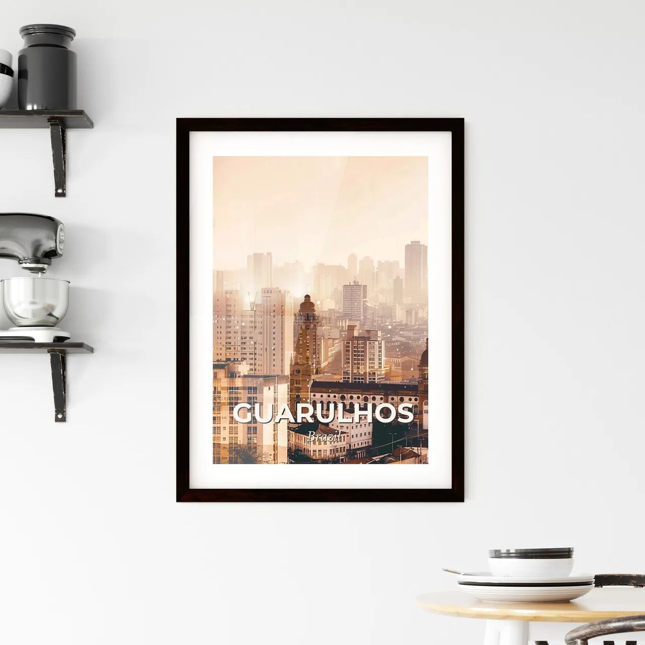 Guarulhos Skyline Art: Iconography from Brazil Framed Print