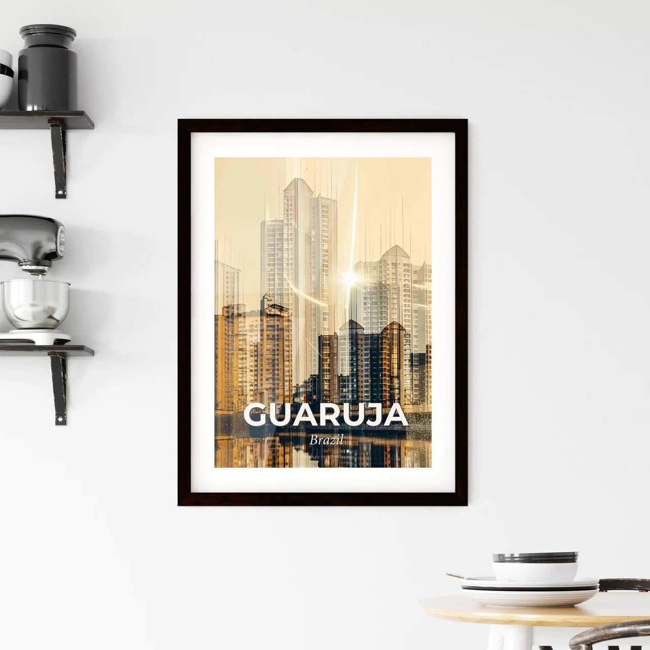 Guaruja Skyline Composite Art Poster Framed Print