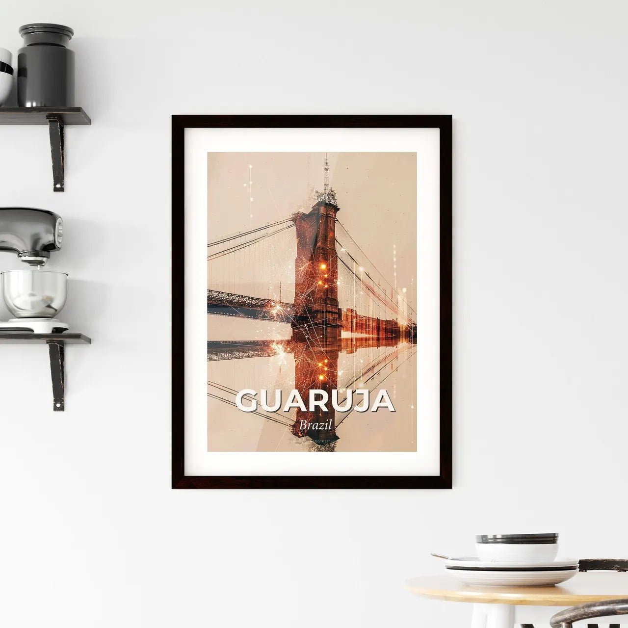 Guaruja Skyline Icon Composite Art Poster Framed Print
