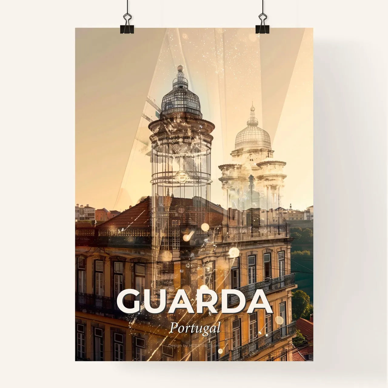 Guarda: City Icons Skyline Double Exposure Art Poster