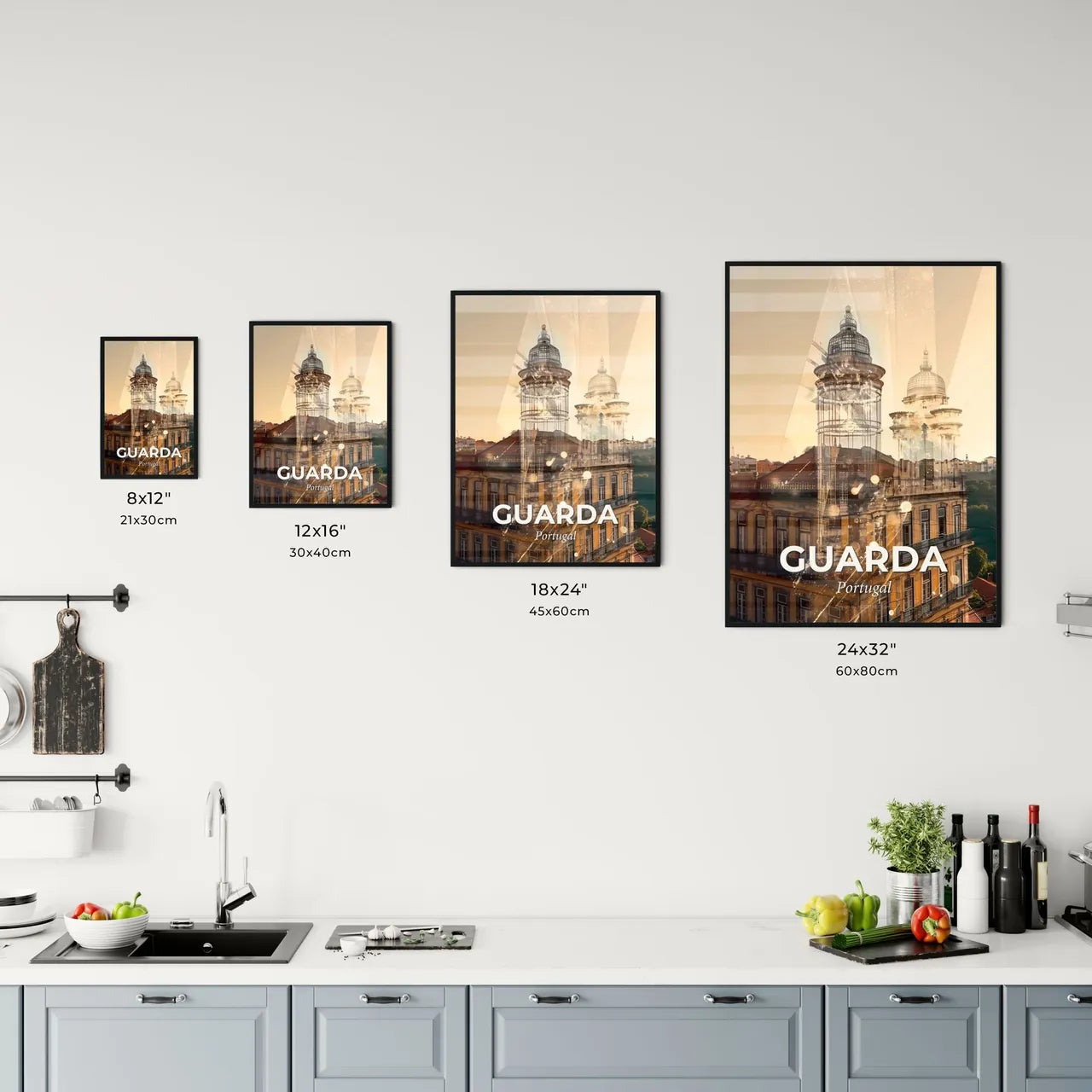 Guarda: City Icons Skyline Double Exposure Art Office Art