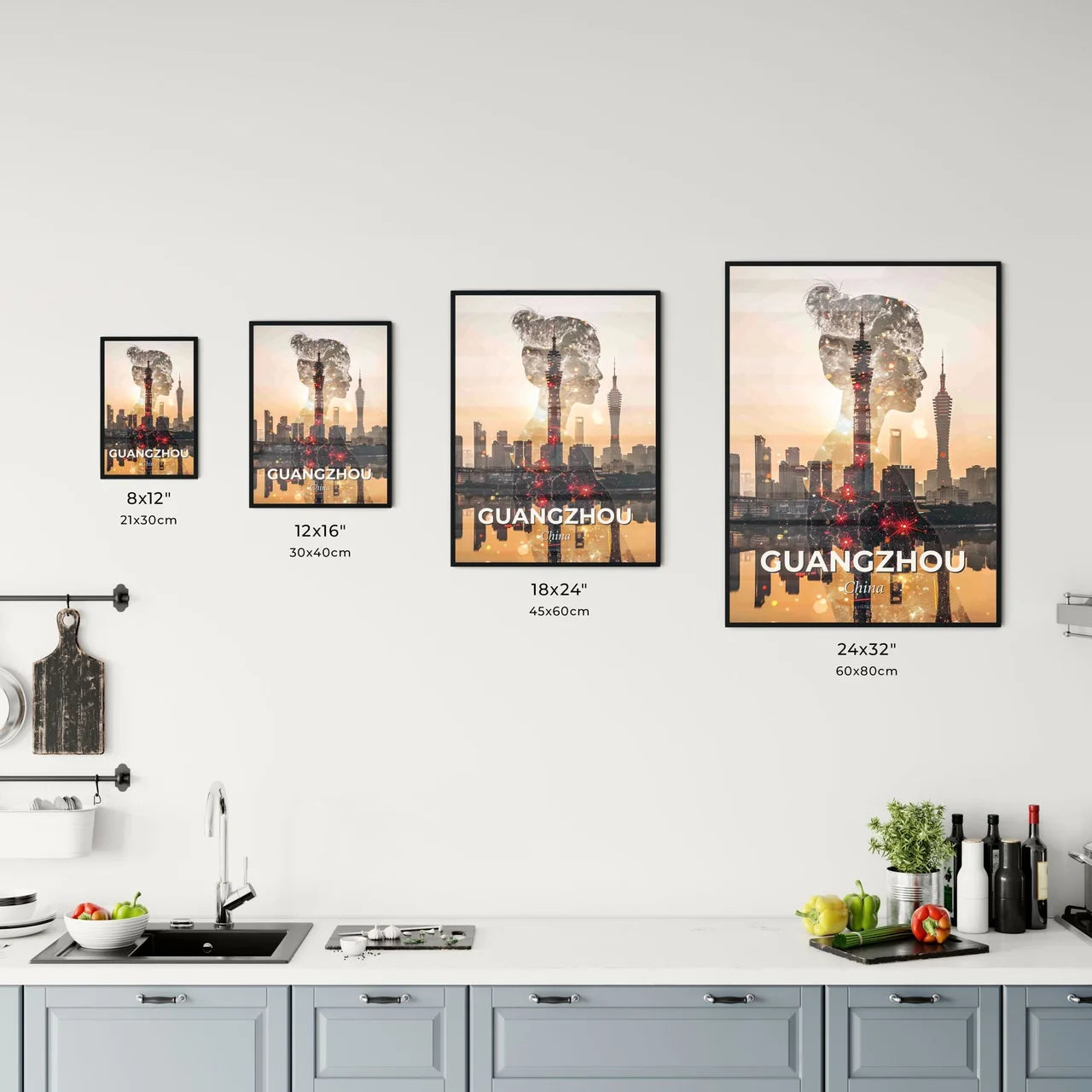 Guangzhou Skyline Composite Art, Local Icons, Bright Beige Office Art
