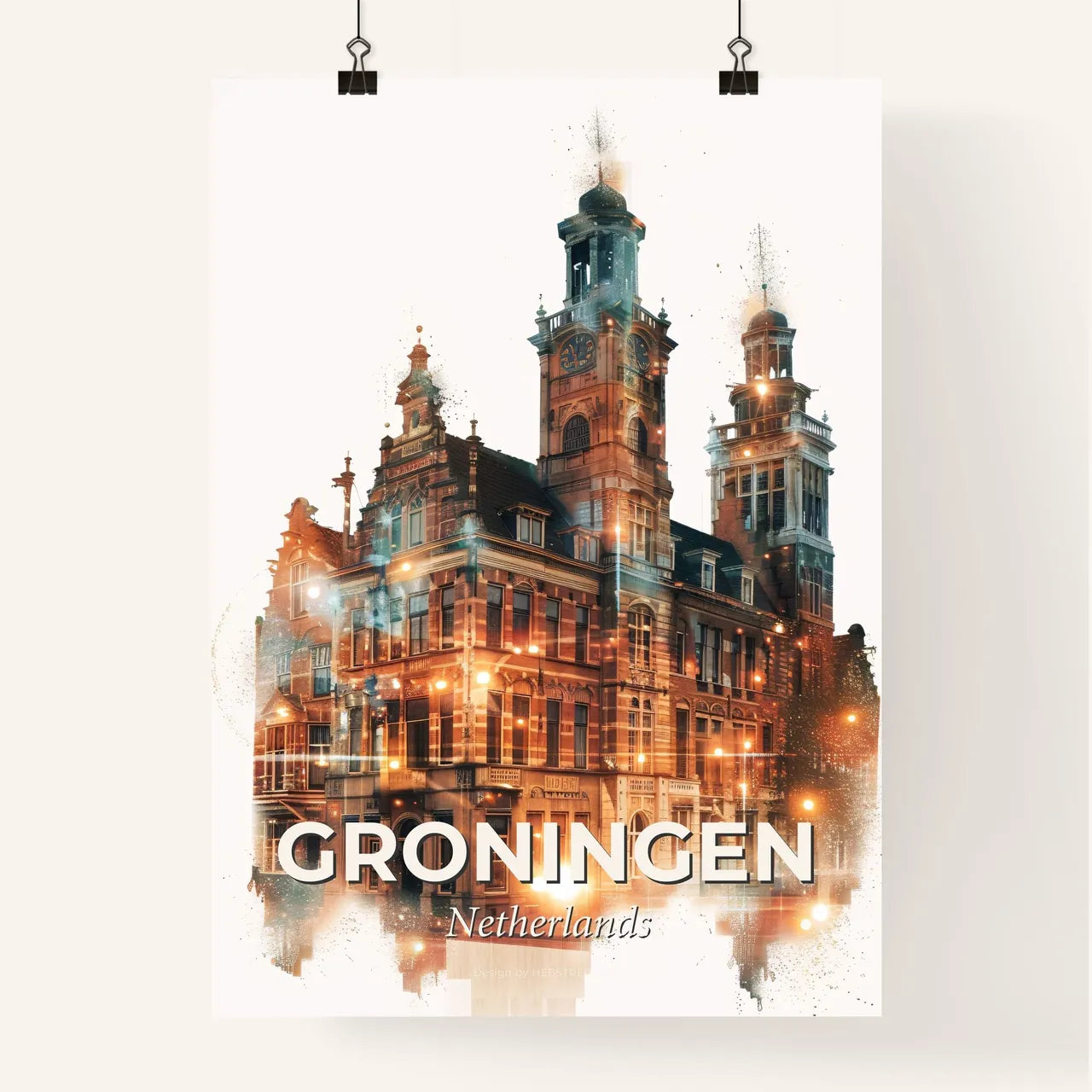 Groningen Cityscape Double Exposure Art Panorama Poster