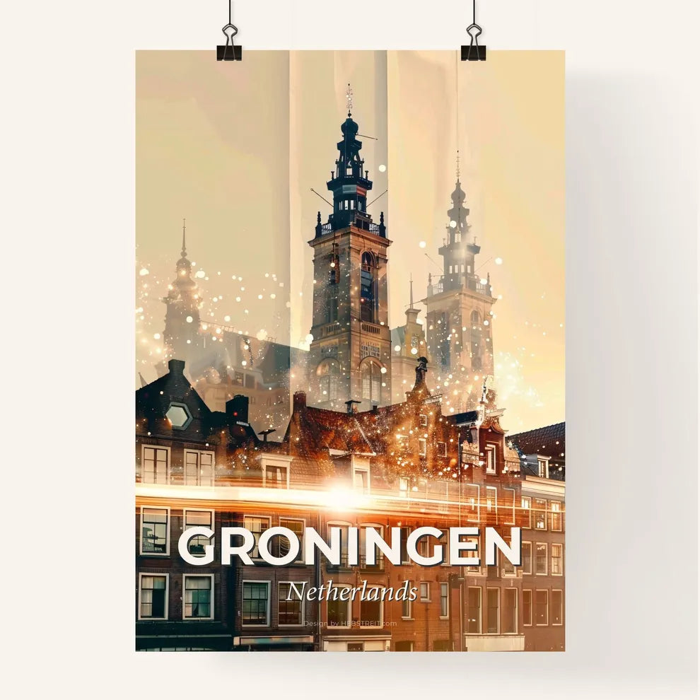 Groningen Double Exposure Skyline Vibrant Poster Art Poster