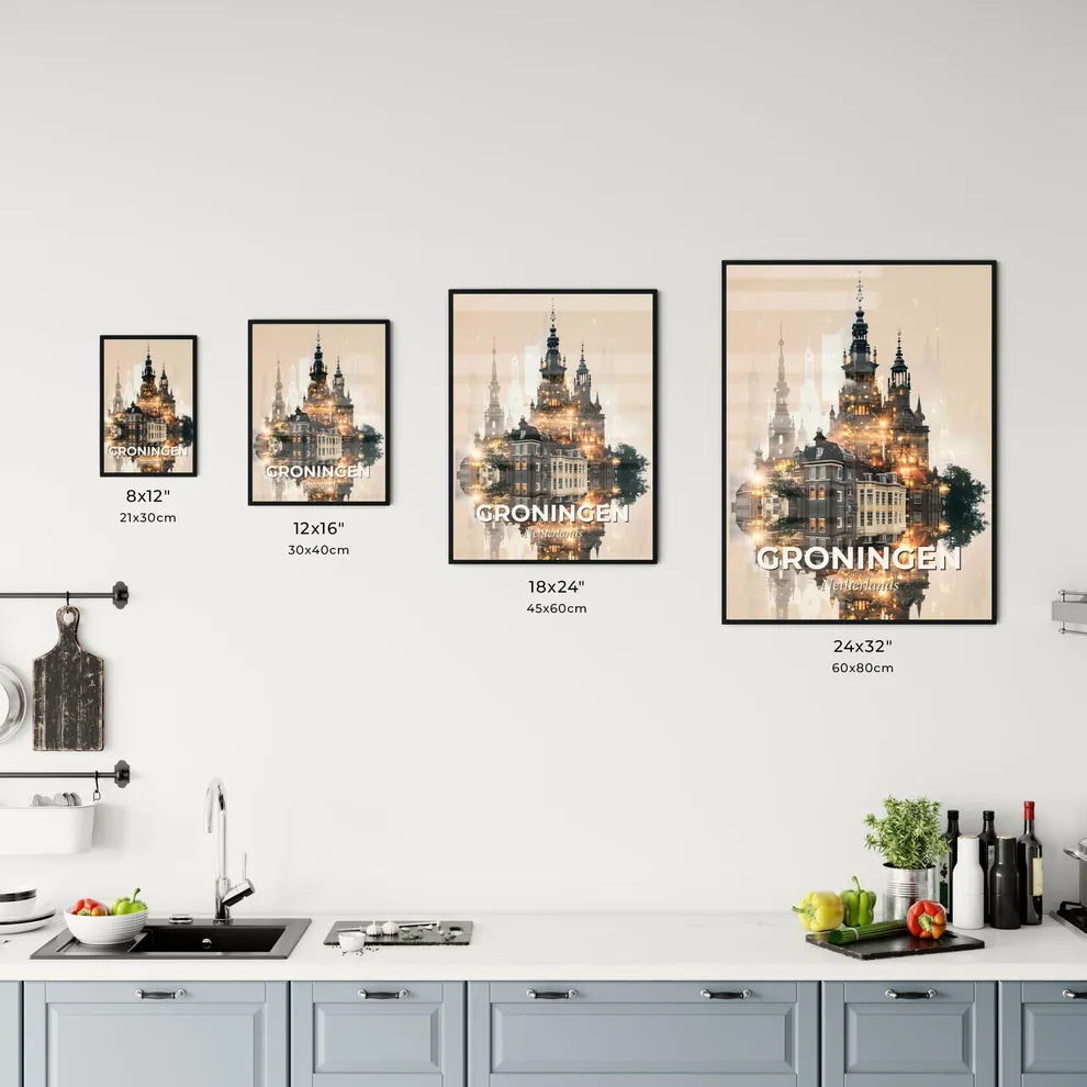 Groningen City Skyline Double Exposure Art Office Art