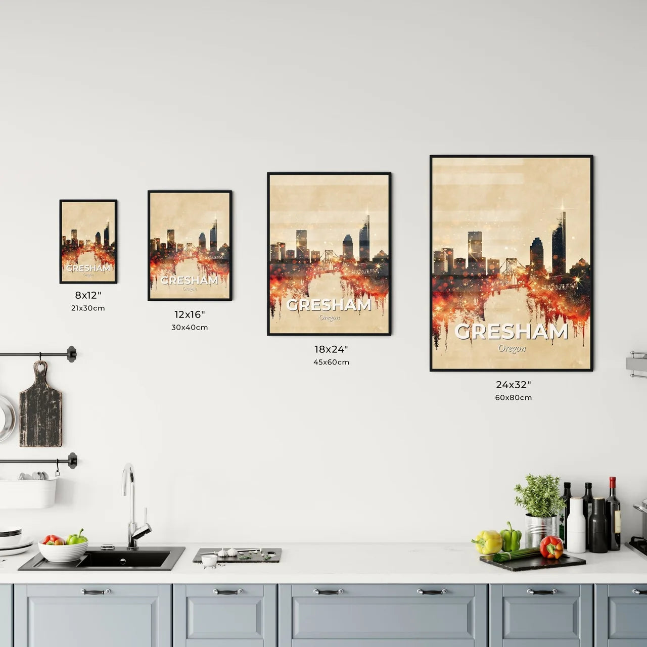 Gresham City Skyline Double Exposure Art Poster Office Art