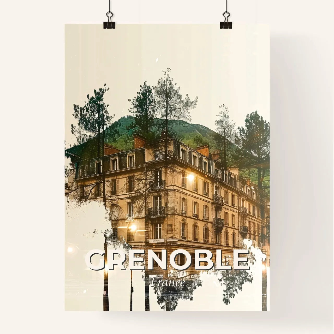 Grenoble Skyline Composite Art Poster Poster