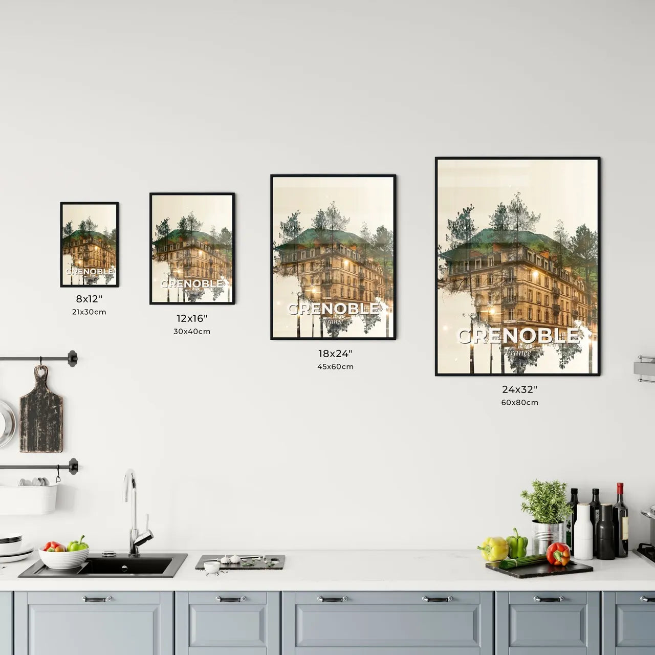 Grenoble Skyline Composite Art Poster Office Art