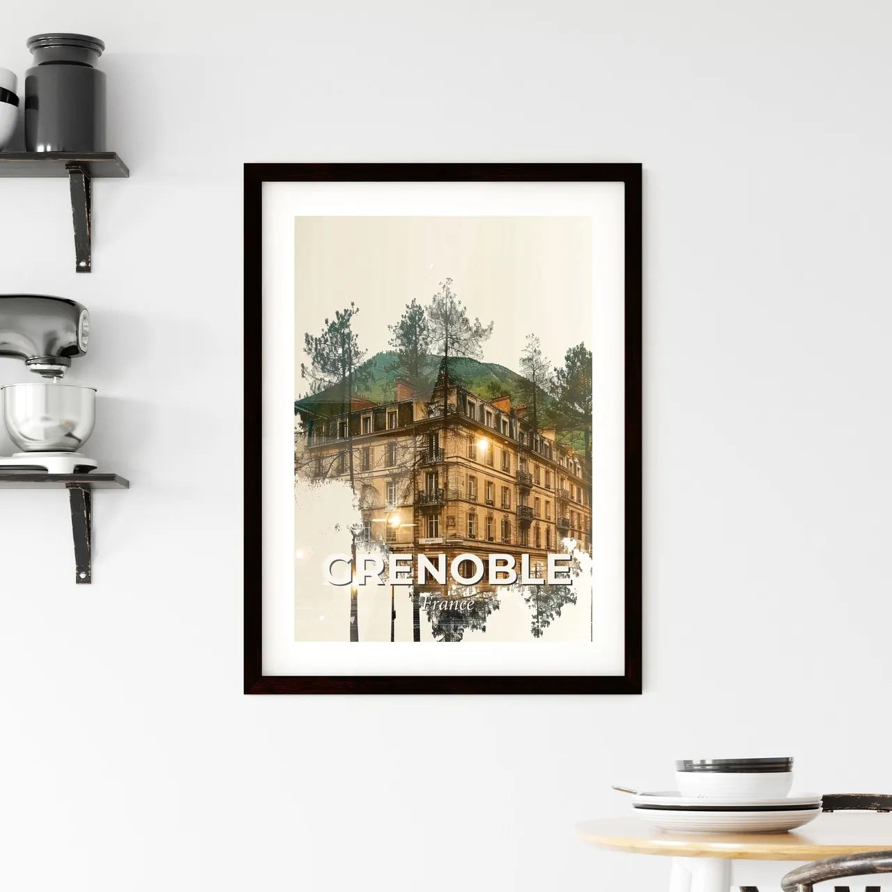 Grenoble Skyline Composite Art Poster Framed Print