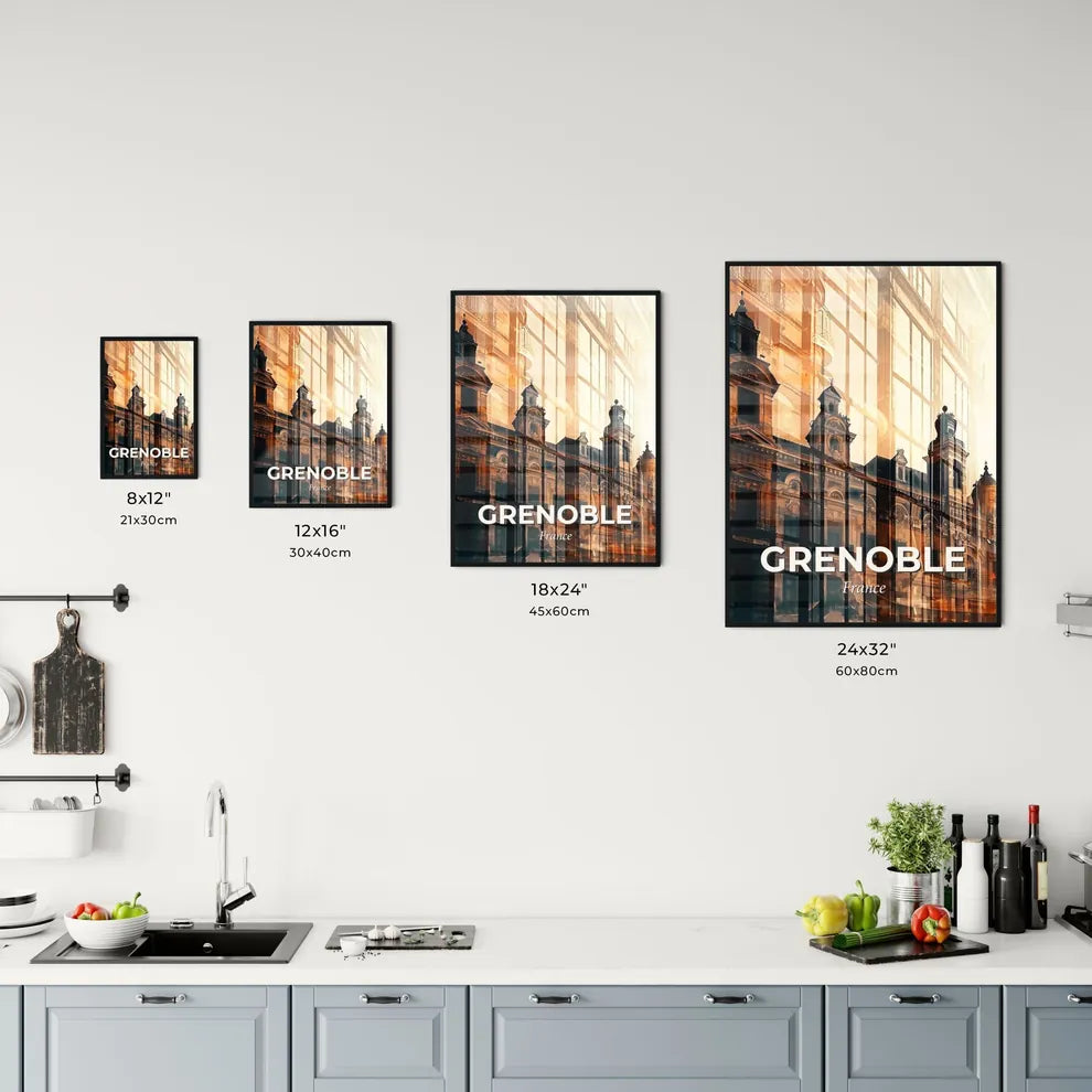 Grenoble Silhouette Cityscape Minimalist Poster Art Office Art