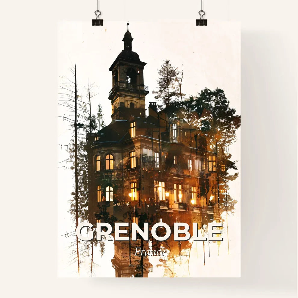 Grenoble Skyline Double Exposure Composite Cityscape Poster Poster