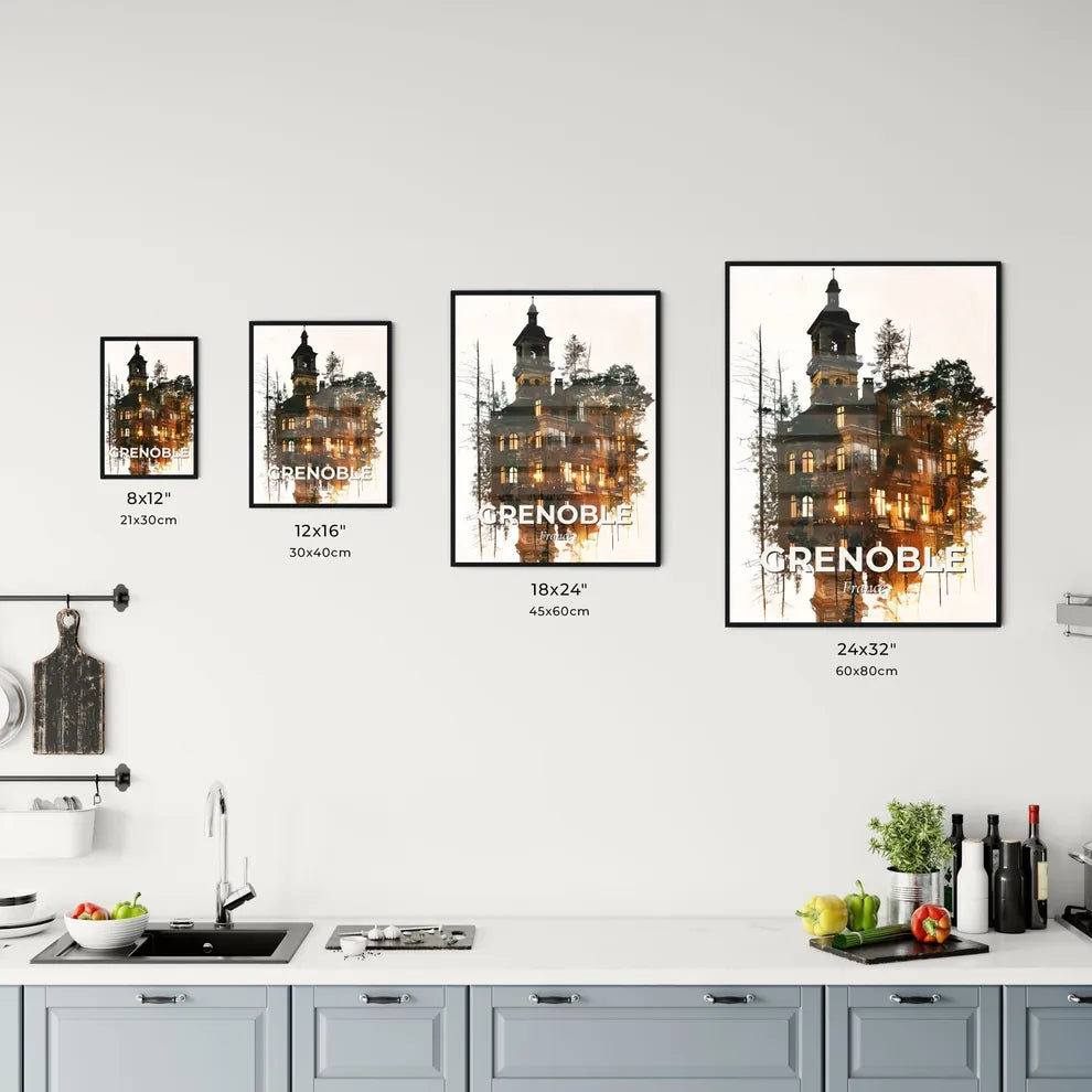 Grenoble Skyline Double Exposure Composite Cityscape Poster Office Art