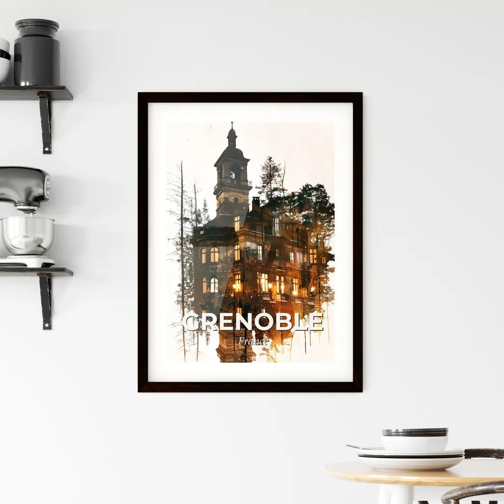 Grenoble Skyline Double Exposure Composite Cityscape Poster Framed Print