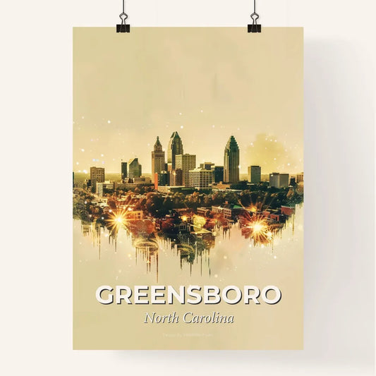 Greensboro Silhouette Skyline Dreamy Poster Poster