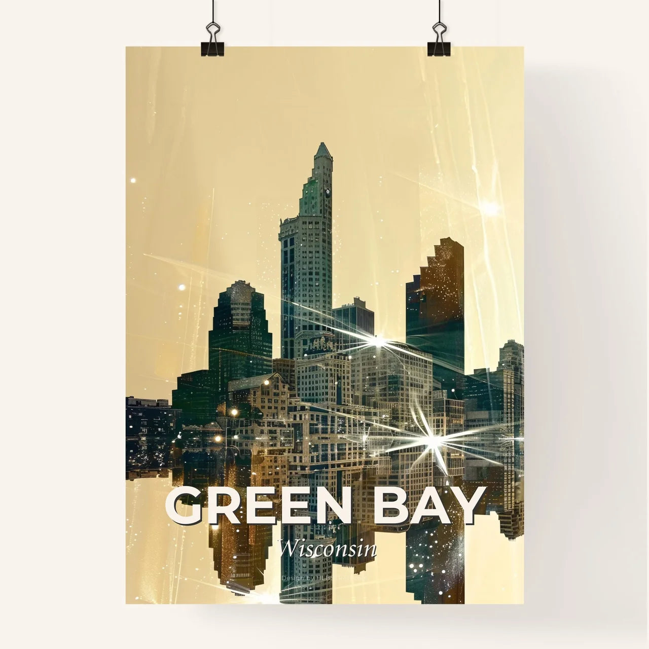 Green Bay Skyline Composite Art Poster Poster
