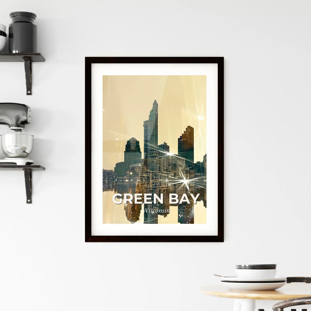 Green Bay Skyline Composite Art Poster Framed Print