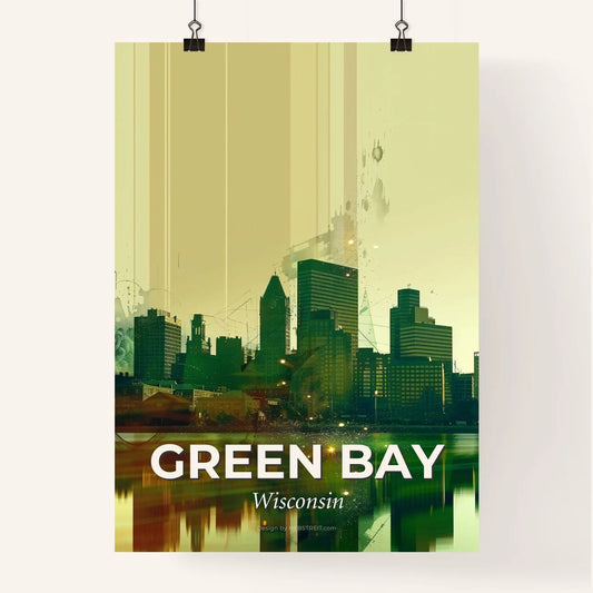 Green Bay Skyline Double Exposure Art Poster