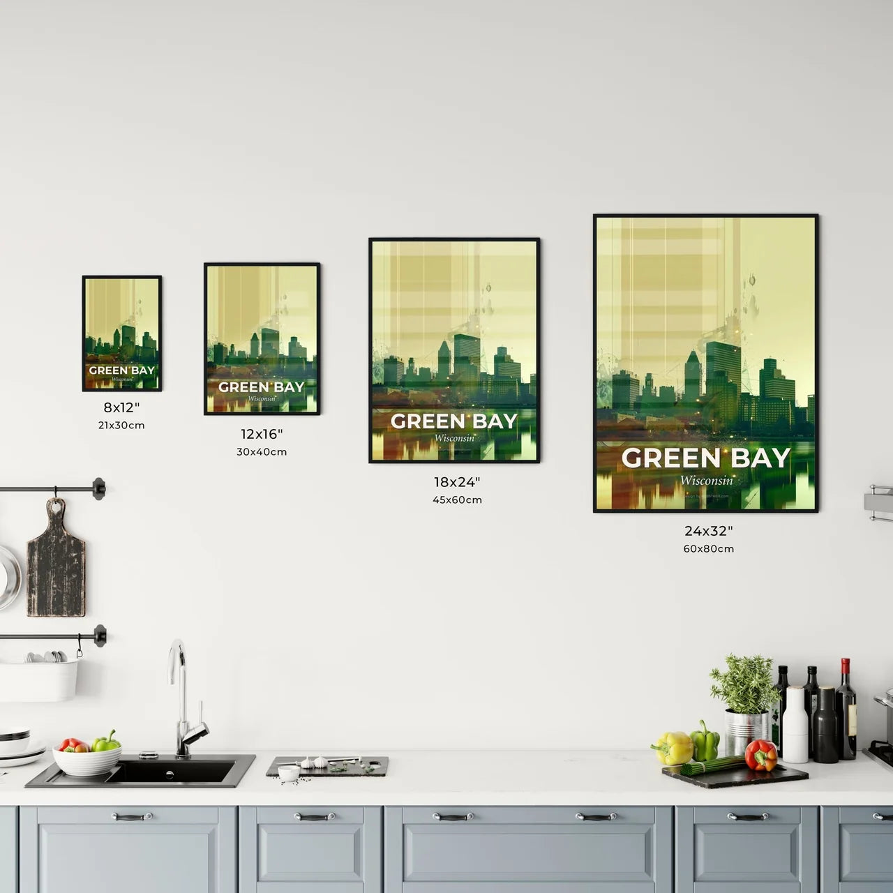 Green Bay Skyline Double Exposure Art Office Art