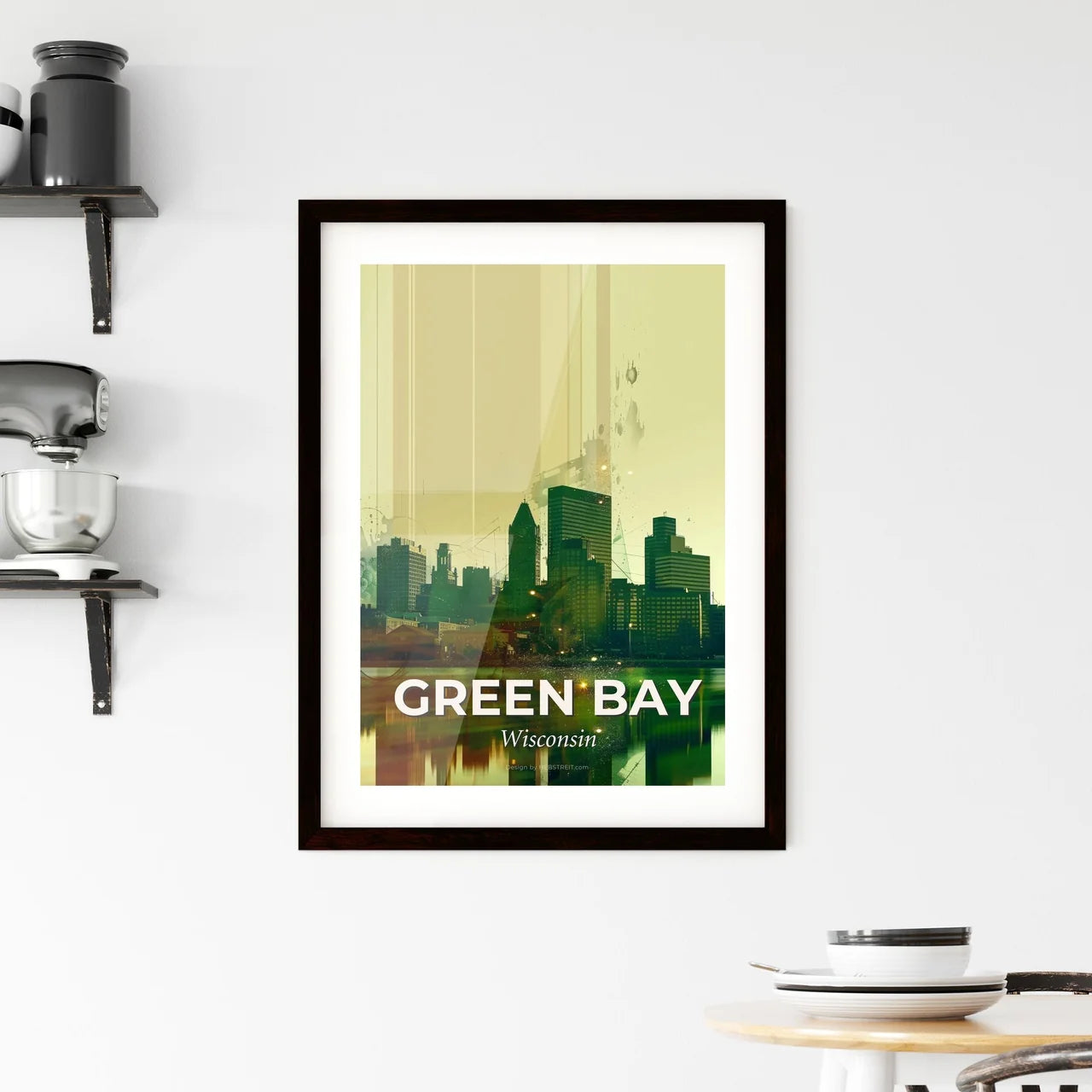 Green Bay Skyline Double Exposure Art Framed Print