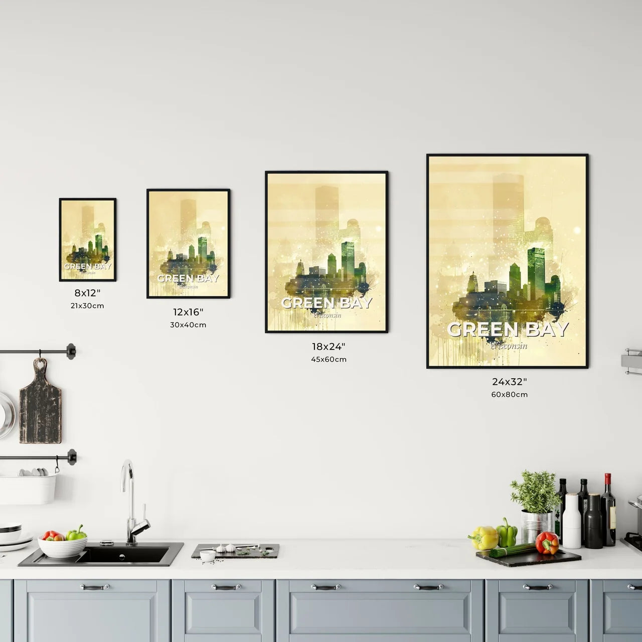 Green Bay Skyline Composite Art Poster Office Art