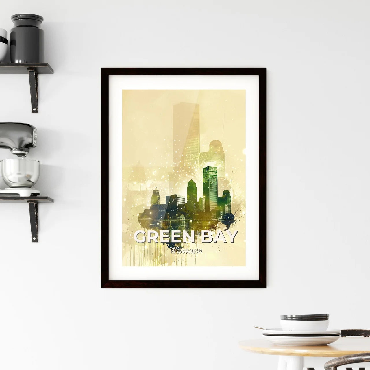 Green Bay Skyline Composite Art Poster Framed Print