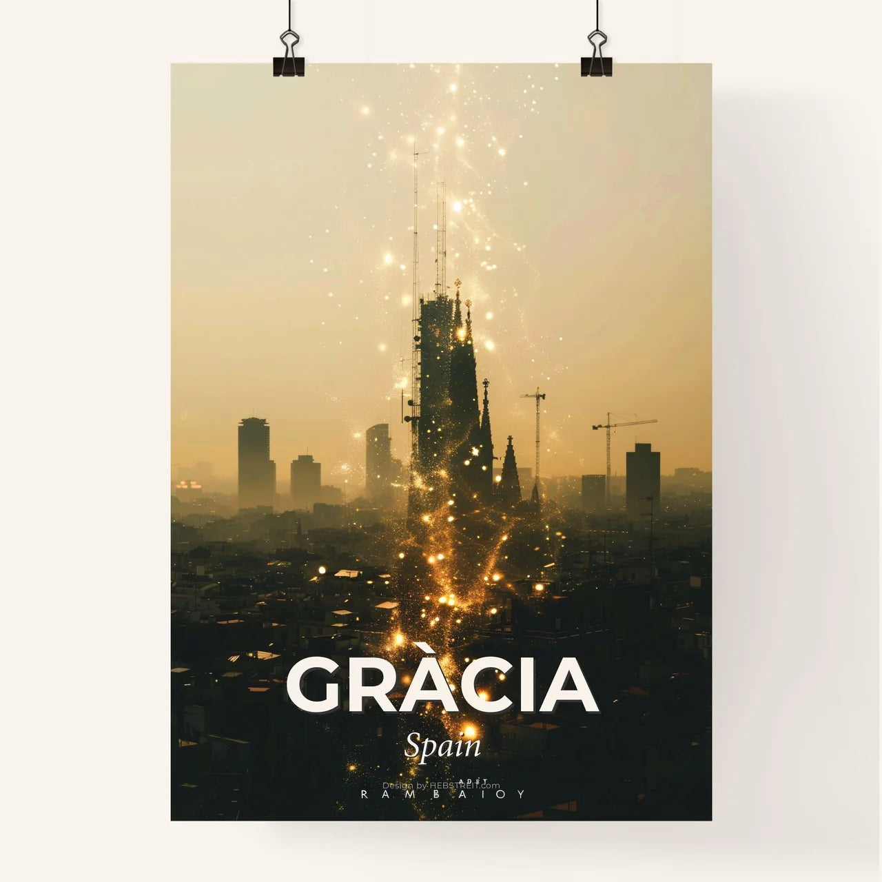 Gràcia Skyline Double Exposure Art Poster Poster