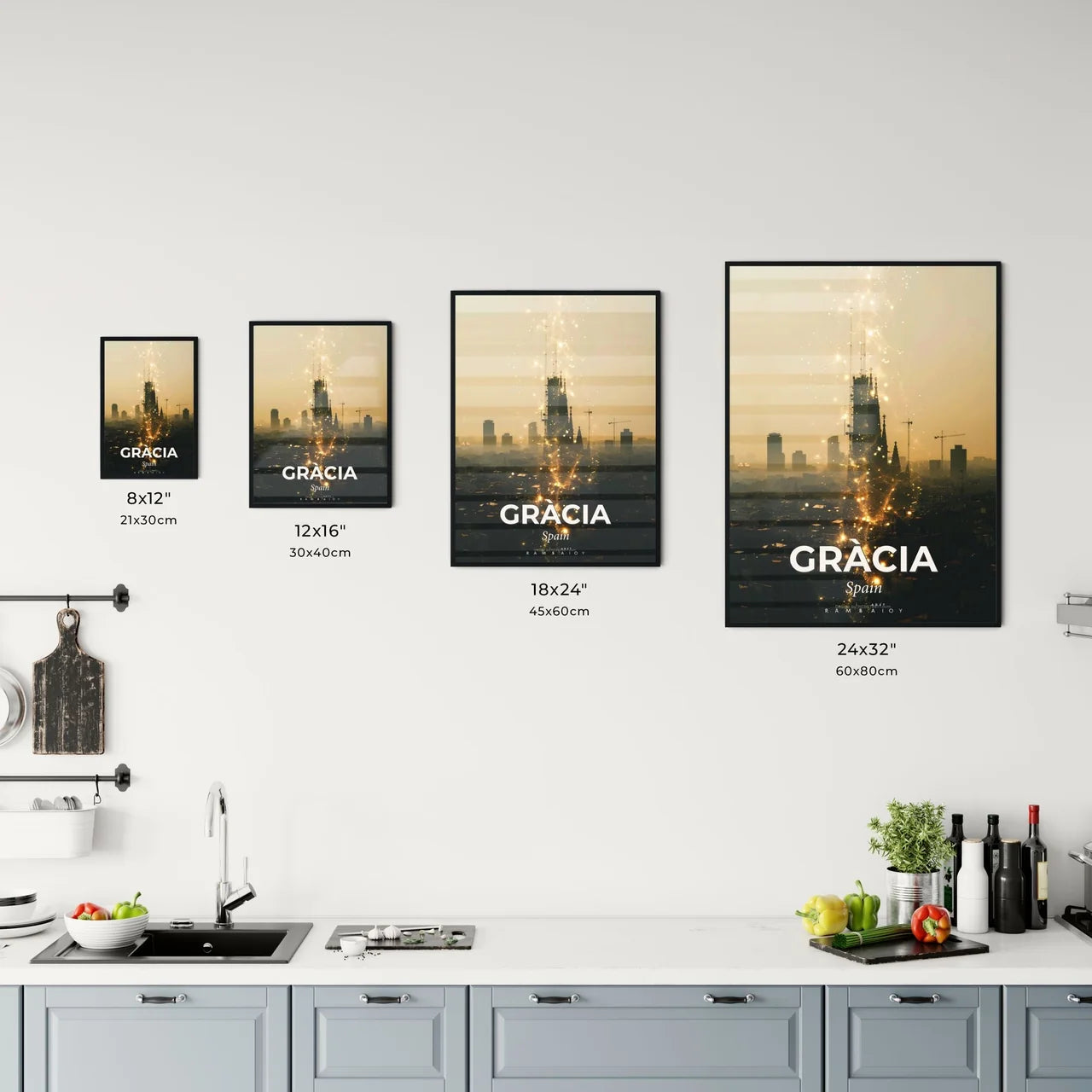 Gràcia Skyline Double Exposure Art Poster Office Art
