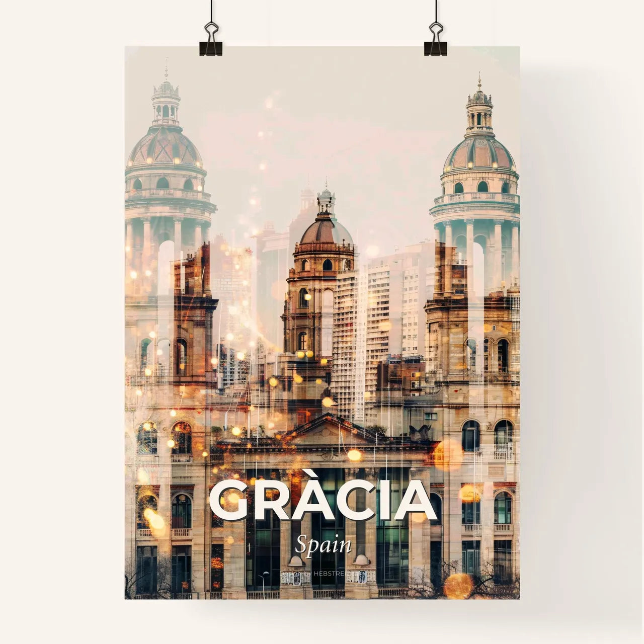 Gràcia Skyline Double Exposure Composite Artwork Poster