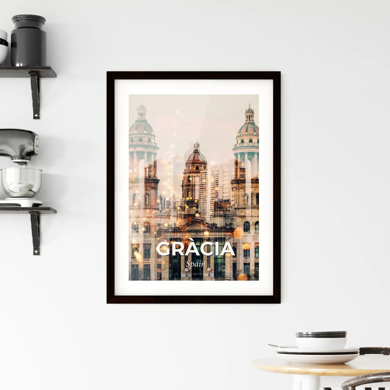 Gràcia Skyline Double Exposure Composite Artwork Framed Print