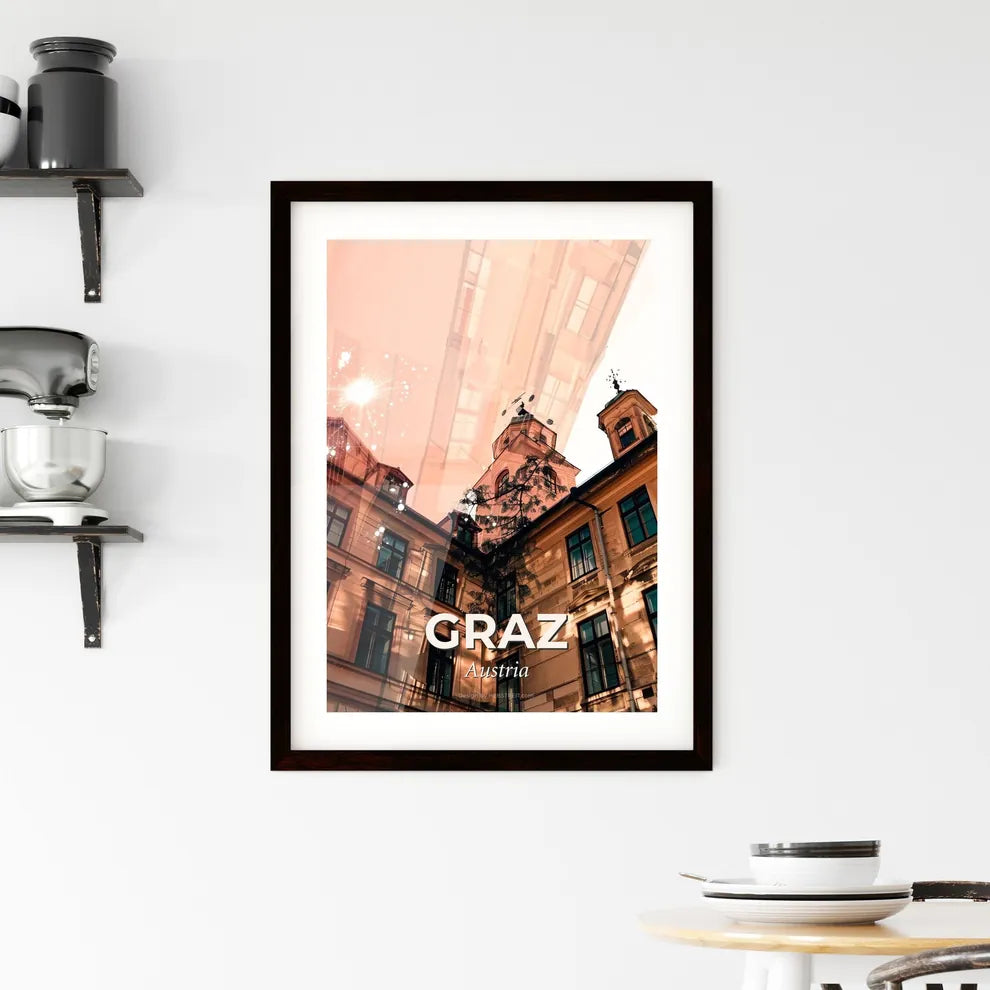 Graz Austria Iconic Building Poster Framed Print