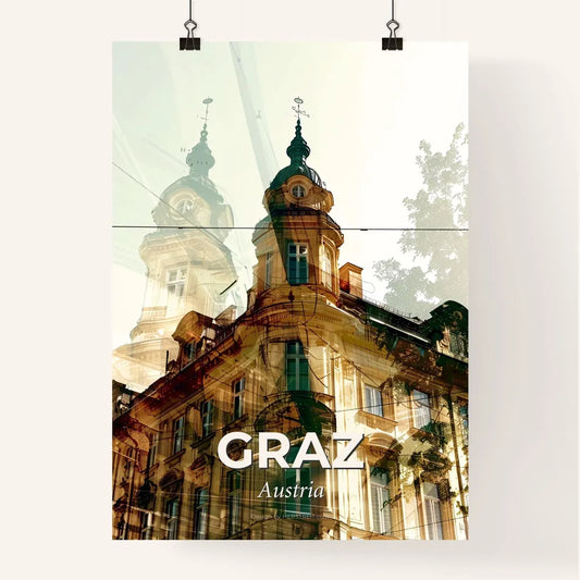 Graz Skyline Double Exposure Composite Art Print Poster