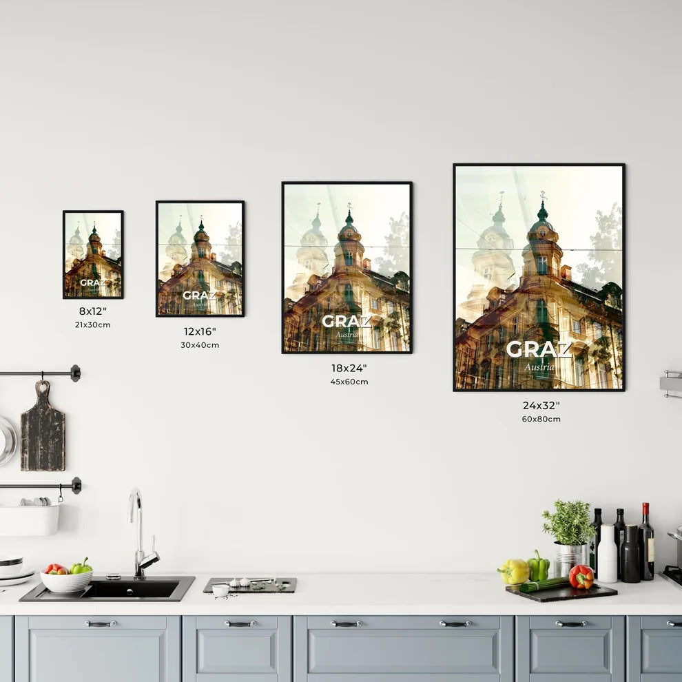 Graz Skyline Double Exposure Composite Art Print Office Art