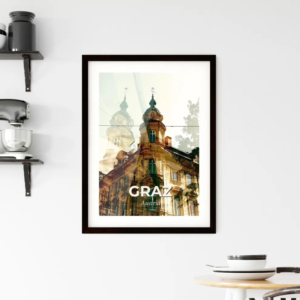 Graz Skyline Double Exposure Composite Art Print Framed Print