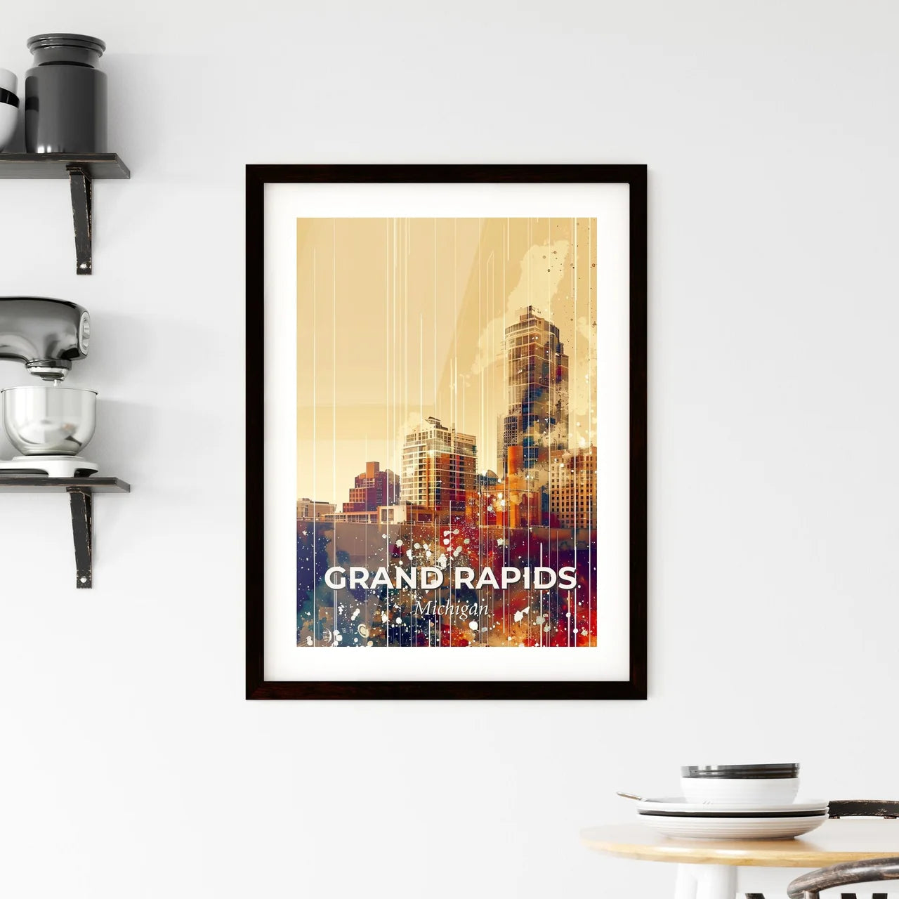 Grand Rapids Skyline Double Exposure Icon Art Framed Print