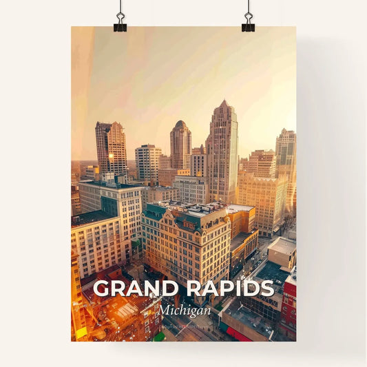 Grand Rapids Art Deco Skyline Sparkles Poster