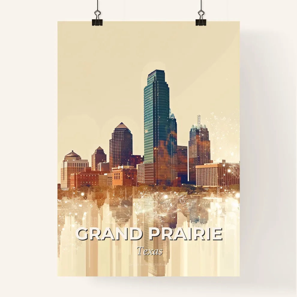 Grand Prairie Iconography Skyline Poster Poster
