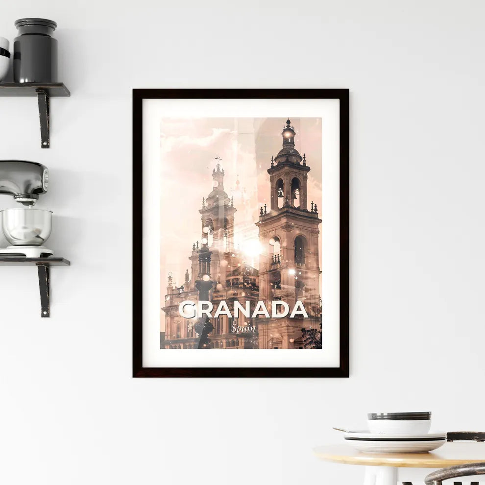Granada Spain Skyline Composite Art Poster Framed Print
